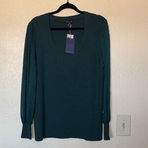 #SB262- NWT Skies Are Blue - Dark Green Sweater w/Sheer Sleeves-1X
